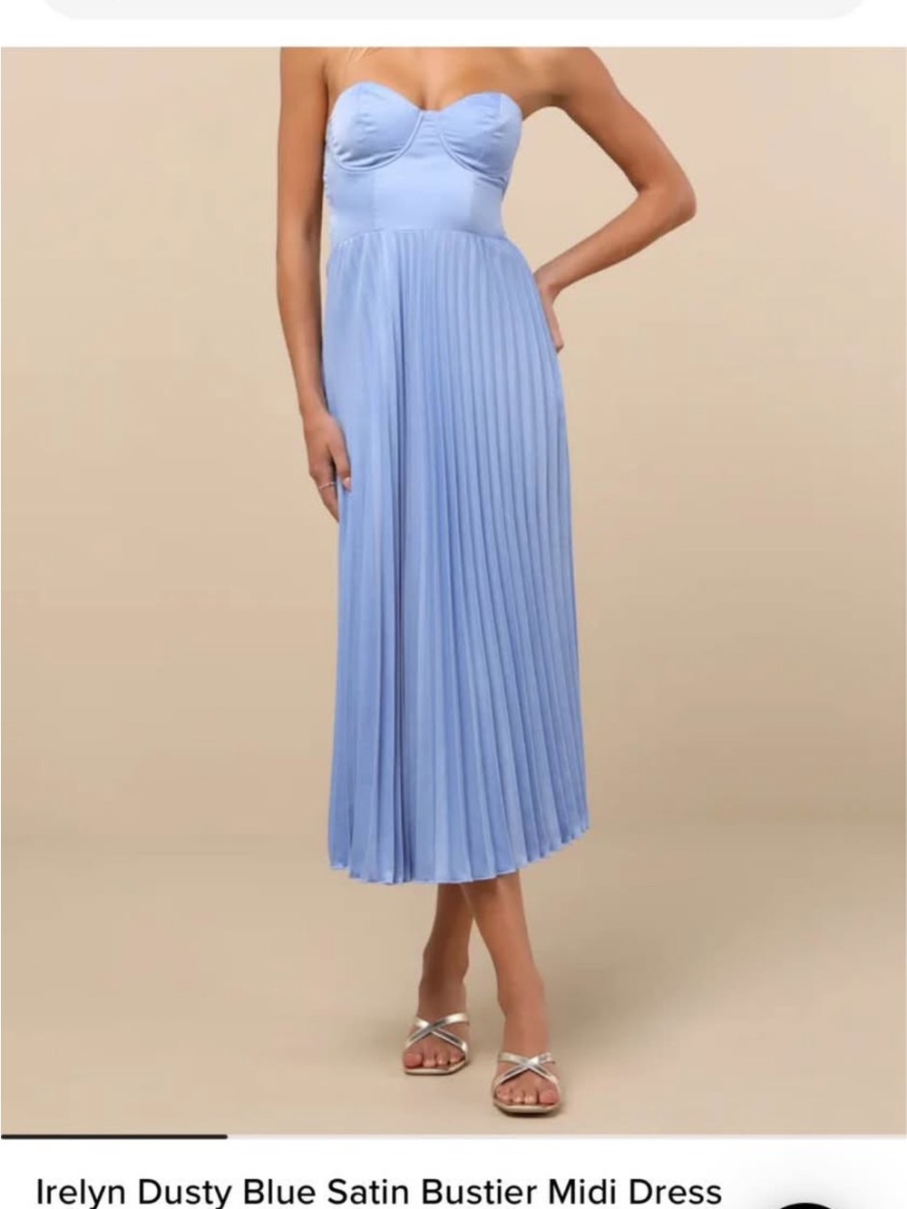 Irelyn Dusty Blue Satin Bustier Midi Dress